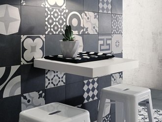 Плитка Fioranese коллекция Cementine Black And White