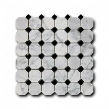 Art And Natura Octagon Bianco Carrara Nero Marquina 30.5x30.5
