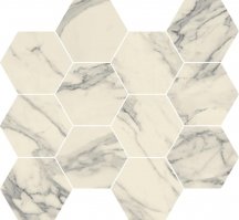 Caesar Anima Select Bianco Arabesco Composizione Esagono Lucidato 28.5x33