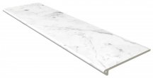 Gres De Aragon Marble Peldano Redondo Carrara Blanco Liso 33x120