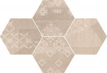 Provenza Gesso Esagona Patchwork Taupe Linen 25.5x29.4