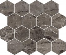 Ricchetti Pure Mosaico Esagona Royal Dark Grey Lappato Lux 28.7x34.4