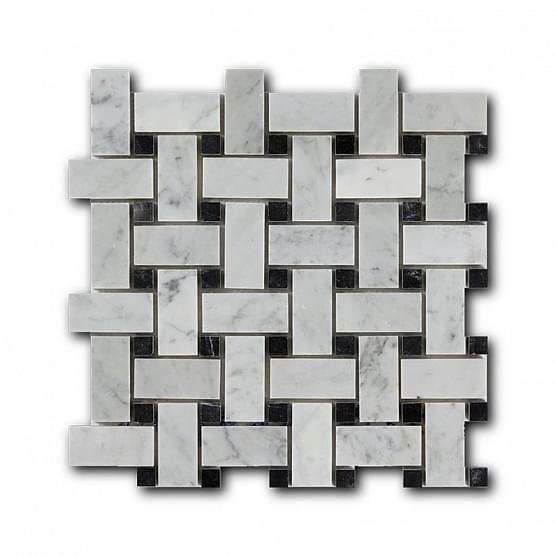 Art And Natura Basket Weave Bianco Carrara Nero Marquina 30.5x30.5