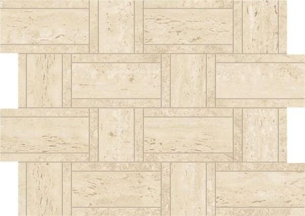 Atlas Concorde Marvel Travertine Sand Mosaico Basketweave 35x47
