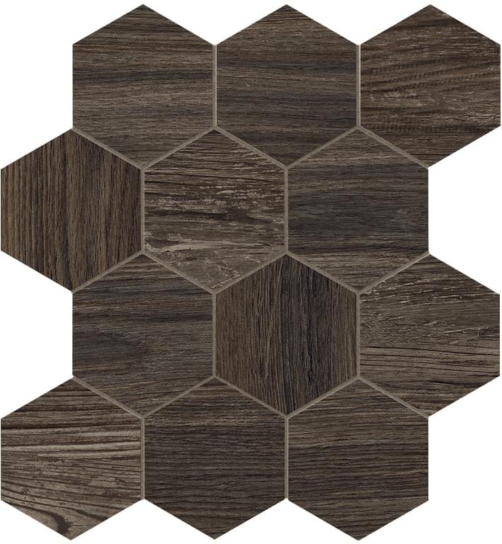 Dom Ceramiche Craftsman Wood Coal Esagona Mix 35x37.5