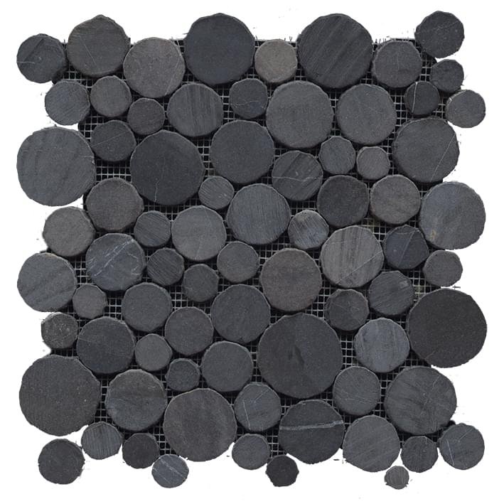 LAntic Colonial Paradise Mosaics Round Stone Nero 31.5x31.5