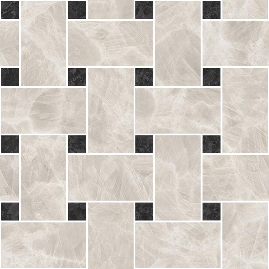 Versace Meteorite Mosaico Intarsio Lappato Bianco/Nero 30x30