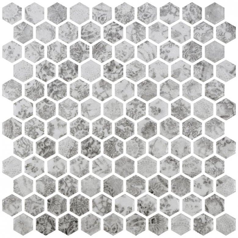 Onix Mosaico Hex Craquele Azualo Grey 30.1x29