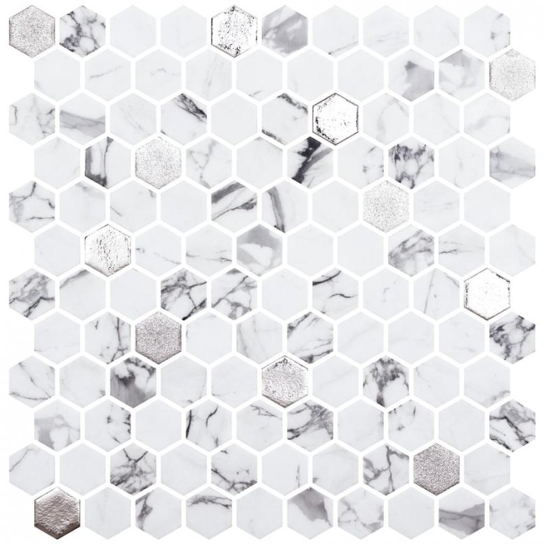 Onix Mosaico Hex Marmoreal Fosco Silver 30.1x29