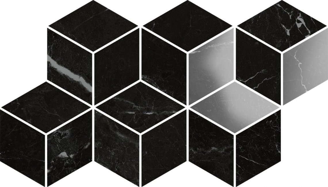 Panaria Eternity Mosaico Kubic Marquina Black Lux Rect 17x29.2