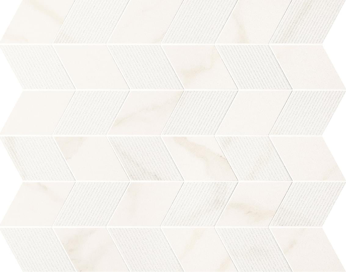 Panaria Trilogy Mosaico Freccia Calacatta White Soft 30x35