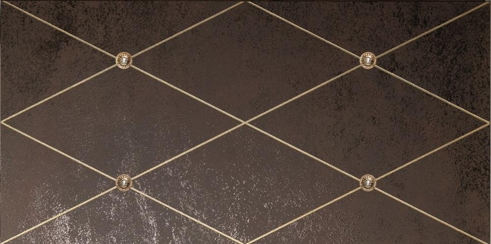 Petracers Ad Maiora Rhombus Fregio Con Swarovsky Oro Su Moro 50x100