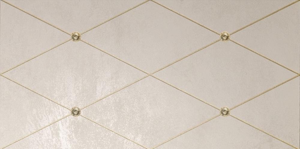 Petracers Ad Maiora Rhombus Fregio Oro Su Beige 50x100