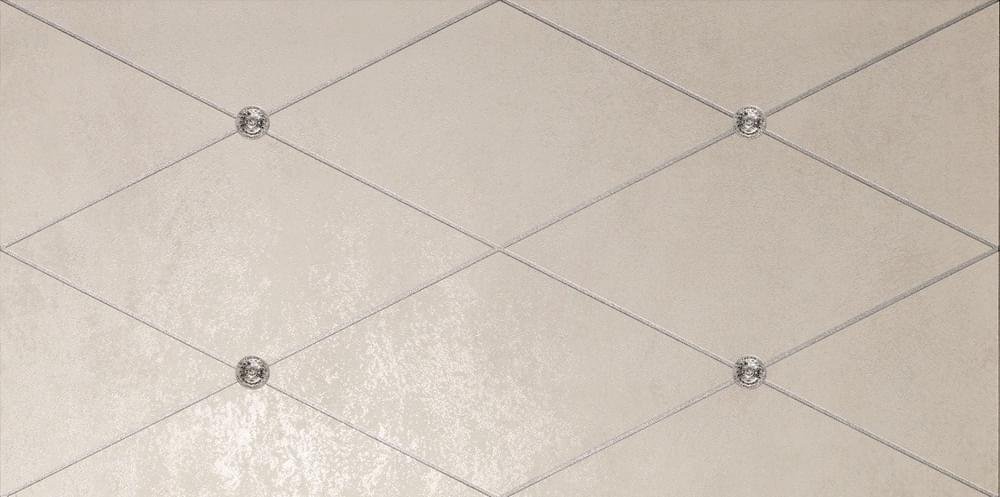 Petracers Ad Maiora Rhombus Fregio Platino Su Beige 50x100