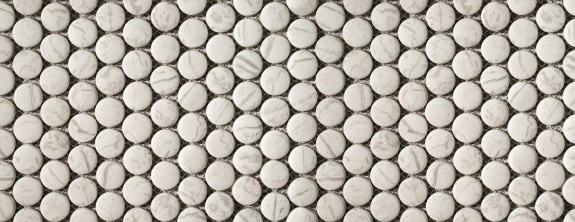 Smalto Mosaic White Light Grey Nat Round 29x29