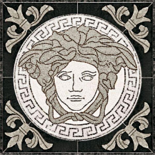 Versace Palace Gold Rosoni Medusa In Pietra Naturale Black 78.9x78.9