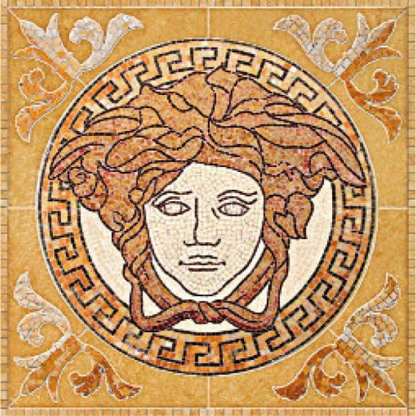 Versace Palace Gold Rosoni Medusa In Pietra Naturale White 78.9x78.9