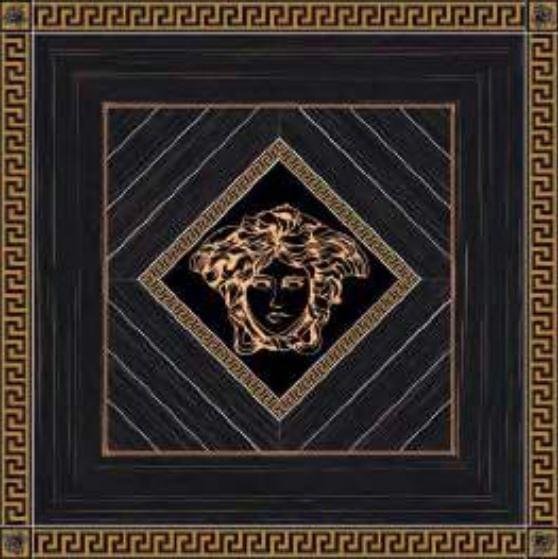 Versace Villa Rosone Ebano Nero-Oro Naturale 117.2x117.2