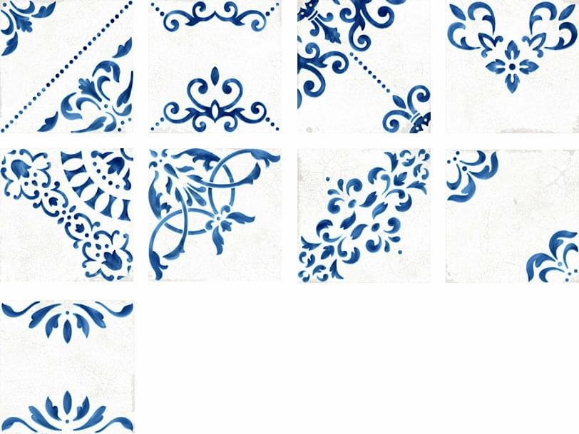 Wow Blanc Et Bleu Antique Decor Mix 18.5x18.5