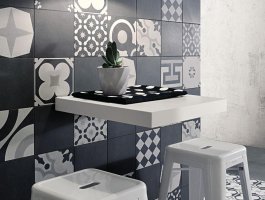 Плитка Fioranese коллекция Cementine Black And White